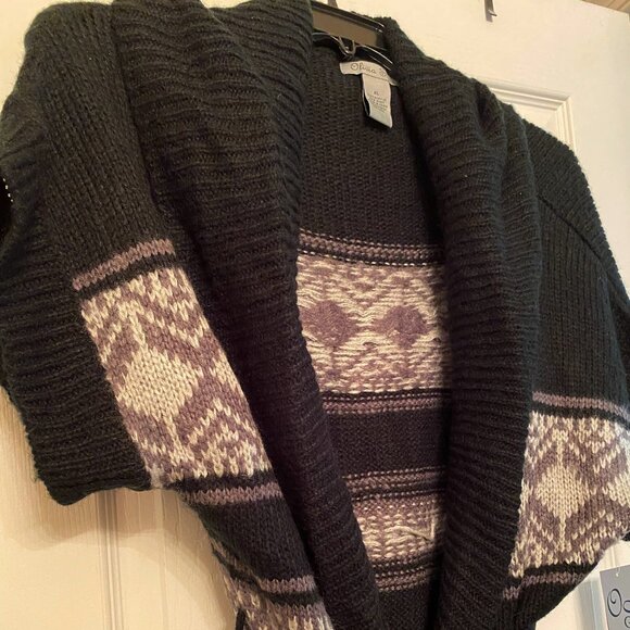 New Olivia Sky Black Cozy Wrap Short-Sleeve Cardigan Sweater - Picture 1 of 3
